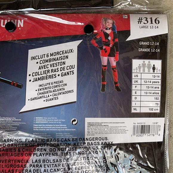 Harley Quinn Black/Red Children’s Costume! New! - Picture 10 of 10